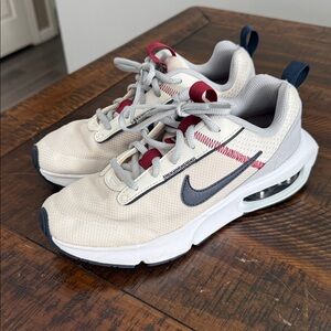 Nike White and Navy Sneakers with Red Accents